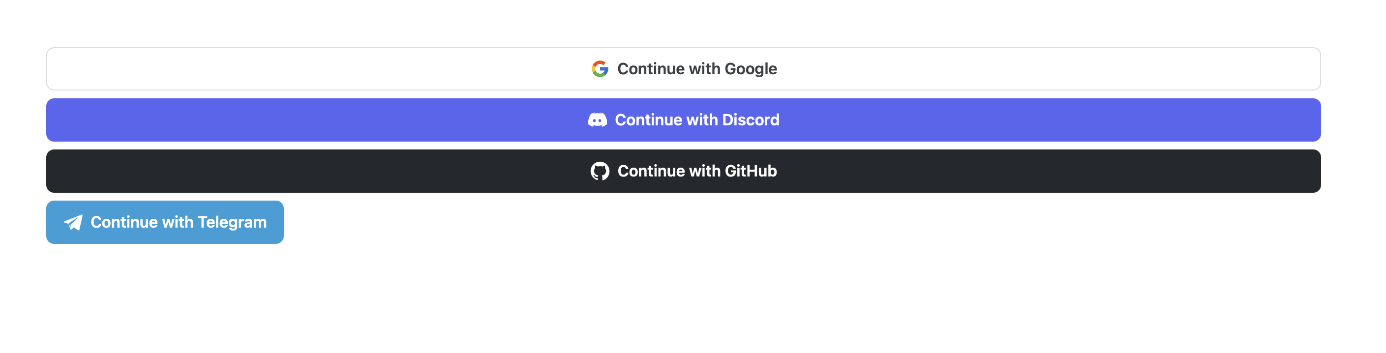 Social login module with buttons in a row