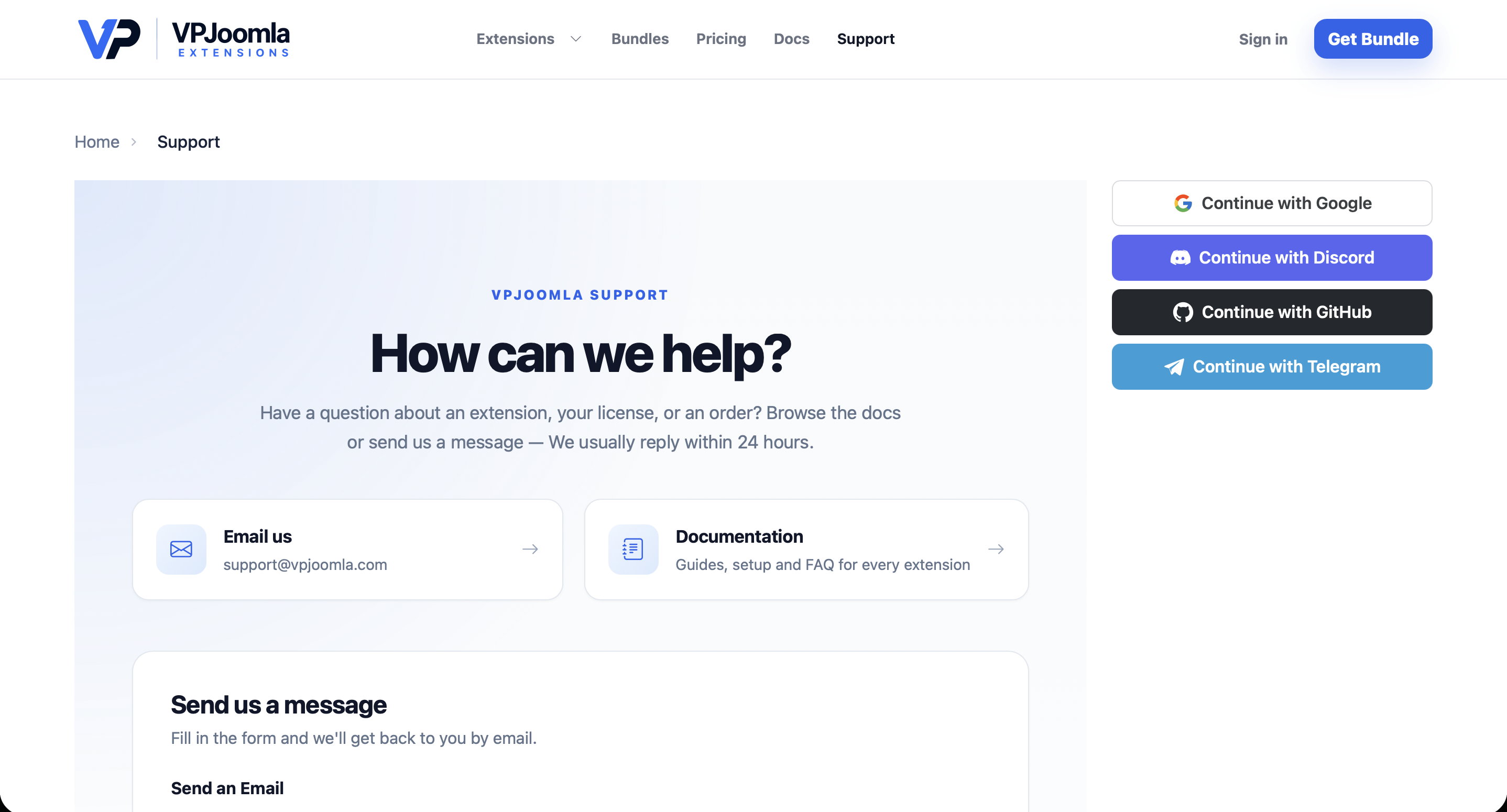 Social login module with buttons stacked vertically